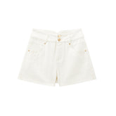 Women's High-Waisted Textured Denim Shorts
